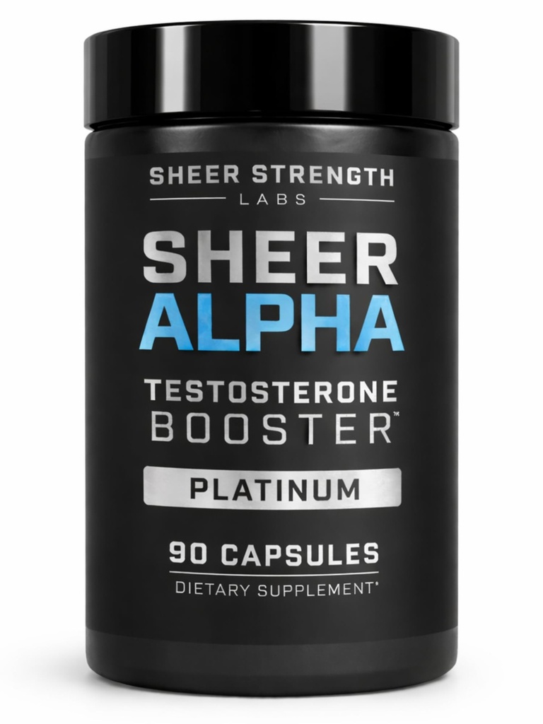 Sheer Strength Labs Testosterone Booster T-Booster para Hombre - Dosis clínicamente respaldada, Fórmula más fuerte - Made in USA - Premium Blend of Fadogia Agrestis Tongkat Ali y Shilajit. 30 Servicios