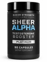 Sheer Strength Labs Testosterone Booster T-Booster para Hombre - Dosis clínicamente respaldada, Fórmula más fuerte - Made in USA - Premium Blend of Fadogia Agrestis Tongkat Ali y Shilajit. 30 Servicios