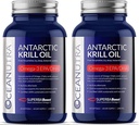 100% puro Krill Oil 1000MG 120-Day Supply Double Strength 56% Phospholipids Astaxanthin Sustainable Antarctic SuperbaBoost Omega 3 EPA DHA Heart Brain Skin Care, Third-Party Tested, No Fish Oil
