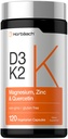 Horbäach Vitamin D3 K2 ← 5000 IU D3 Silencio 120 cápsulas Silencio con Magnesium, Zinc, Quercetin ANTE Végetarian, No GMO, Gluten Suplemento gratuito