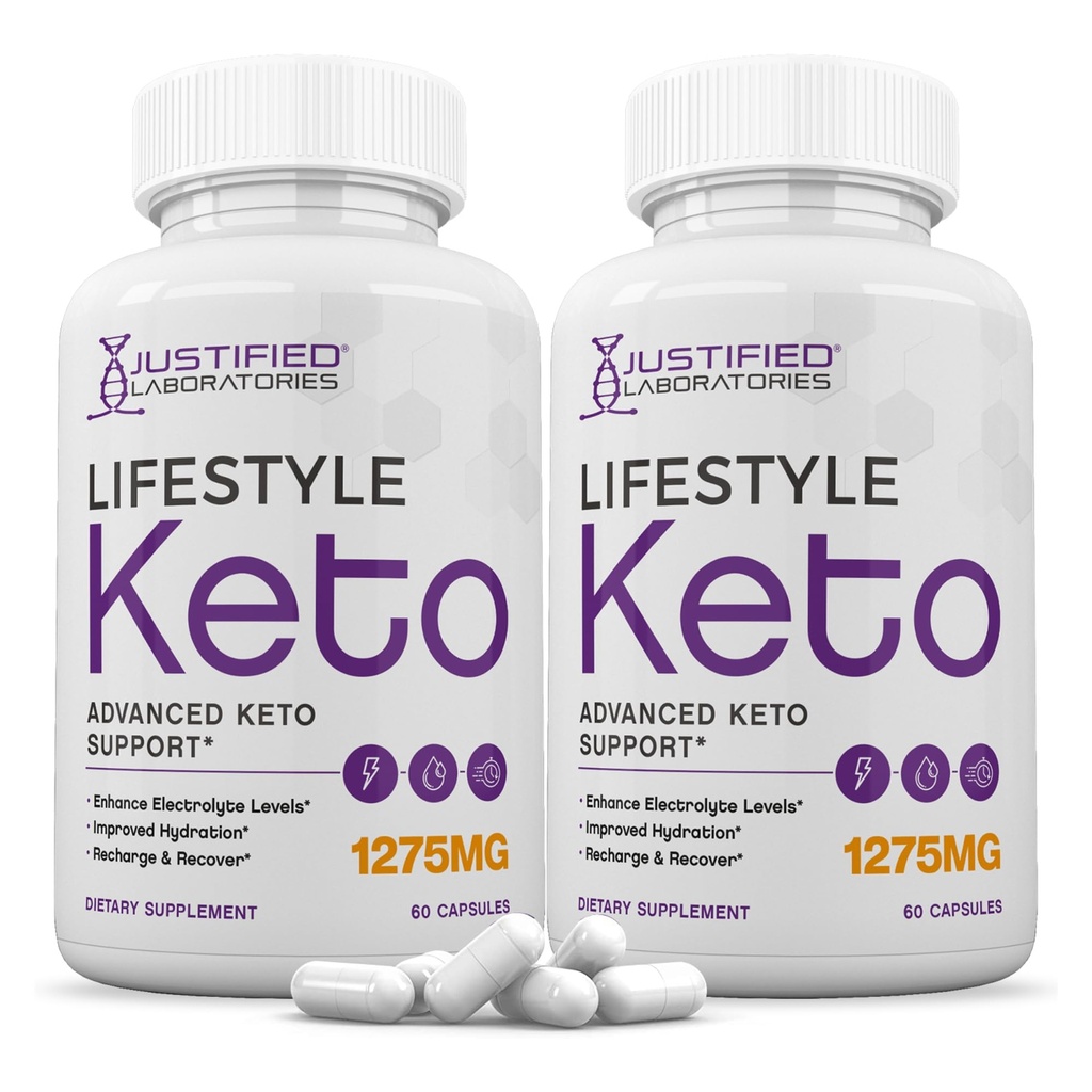 Laboratorios justificados (2 Pack Lifestyle Keto Pills 1275MG Nueva &amp; Mejorada Fórmula Contiene Apple Sider Vinegar Extra Virgin Olive Oil Powder Green Tea Leaf 120 Capsules