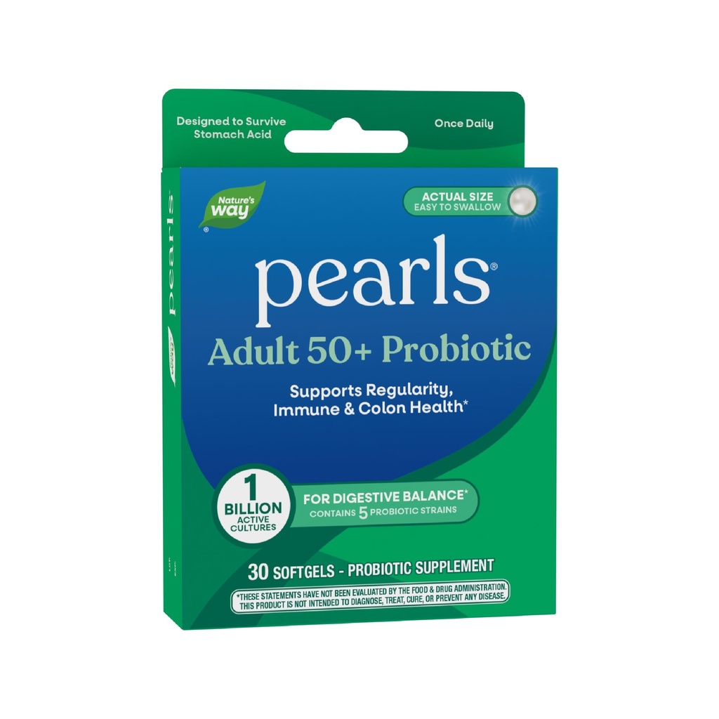 Perlas del Camino de la Naturaleza Adulto 50+ Probiótico, Probióticos para la Salud Digestiva* Soporta la regularidad, Immune &amp; Colon Health*, 1 Billion Cultures, No se necesita refrigeración, 30 Softgels