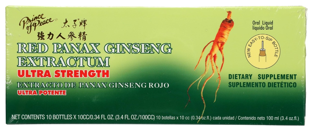 Prince of Peace Red Panax Ginseng Extractum Ultra Strength - 3.4 oz - 10 Bottles