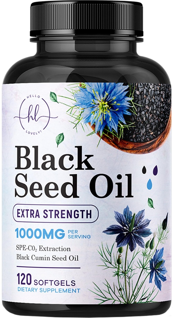 Black Seed Oil Softgels 1000mg - Premium Nigella Sativa Blackseed, Pure Natural Black Cumin Seed Oil & Antioxidant for Skin & Immune Support - Non GMO, Bottled in USA Suplemento - 120 Softgels