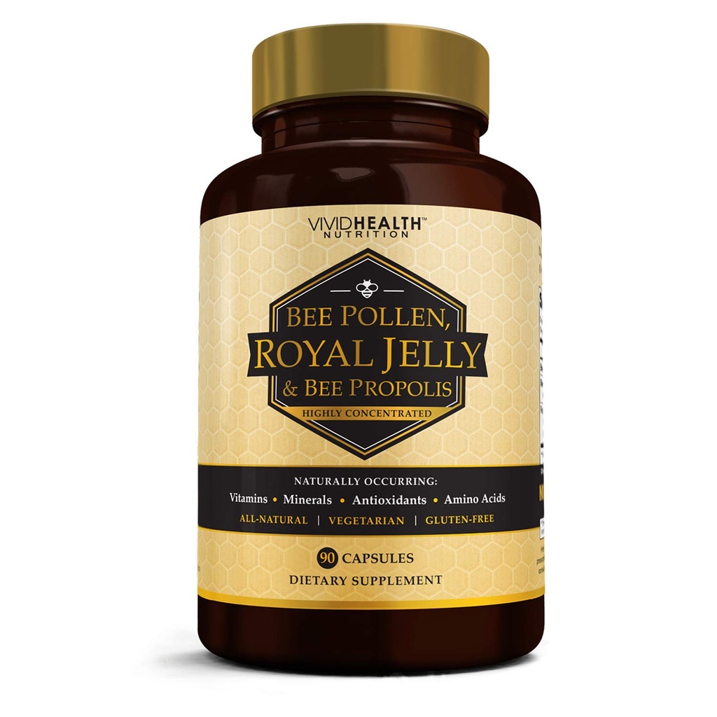 Alta potencia Royal Jelly y Bee Pollen Capsules, 90 Conde