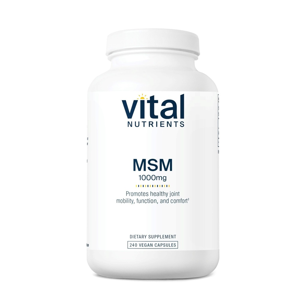 Nutrientes vitales - MSM 1000 mg - Forma natural de azufre orgánico - 240 cápsulas