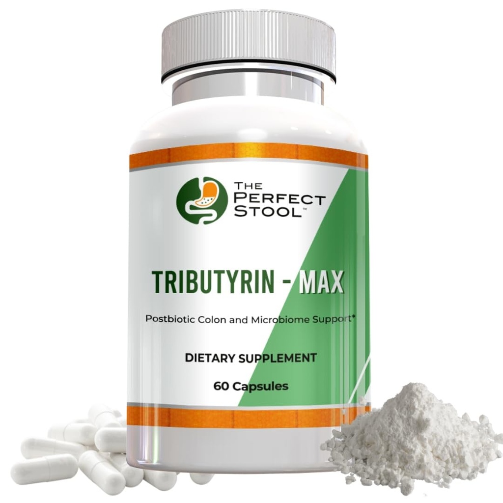 Suplemento de Butyrate Postbiótico Tributyrin-Max; Apoyo a la goma de Bloating, Gas y Leaky; Poops de Wipe perfecta y limpia; 750 mg cápsulas Enteric; 3er partido testó Gluten/Dairy-Free