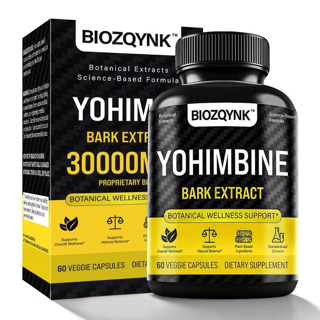 Botanical Vitality Formula – Yohimbe Extract + Muira Puama + Maca Root + Black Pepper & Zinc – Plant-Based Blend for Daily Wellness – 60 Vegan Capsules