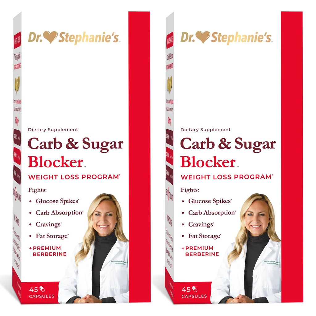 Dr. Stephanie's Mealtime Carb & Sugar Blocker - Reducir Carbs Digested &amp; Sugars, Stimulant-Free (2 Pack)