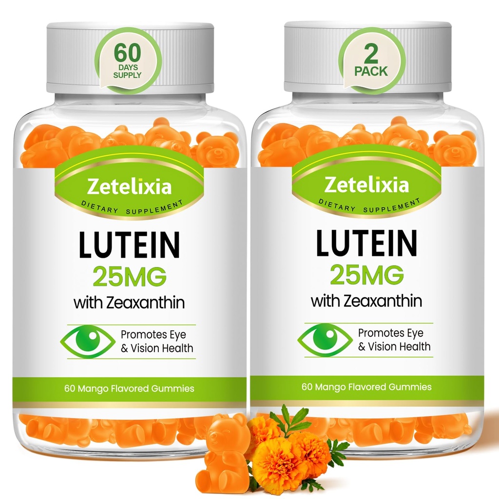 Lutein Gummies 25mg - Vitaminas de los ojos Lutein " Zeaxanthin Eye Health Supplements for Adults,Sugar Free Eye Health Gummies Supplement - Support Vision,Macular,Blue Light Filtering (120 Conde)