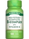 Verdad de la naturaleza Complejo de vitamina B Plus Vitamina C ← 100 cápsulas ← Vegan, No GMO &amp; Gluten Suplemento gratuito