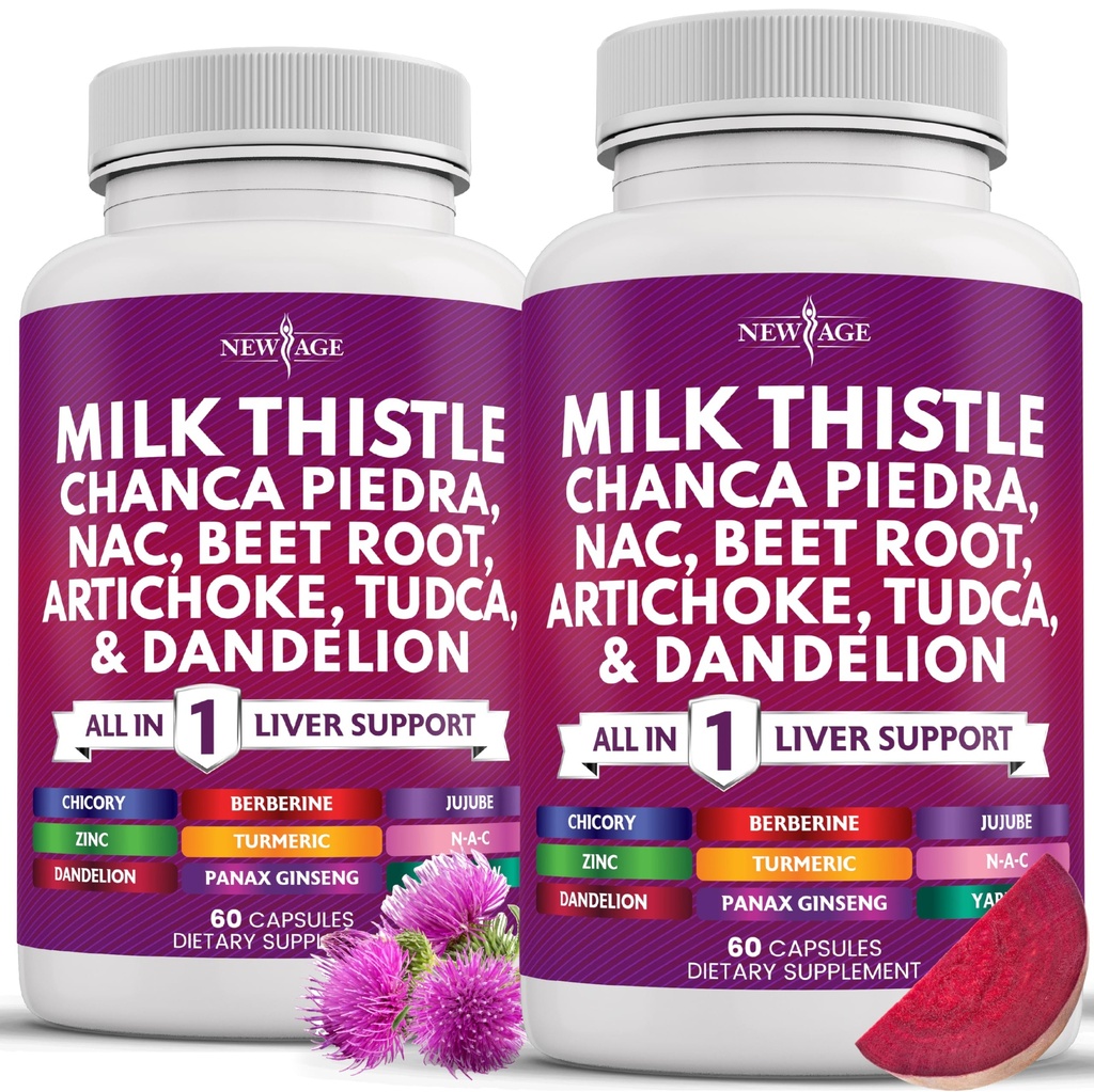 New AGE Milk Thistle NAC Chanca Piedra Beet Root Artichoke Dandelion Root Astragalus - Plus TUDCA & Ginger - 120 Conde
