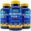 Nutrición Esenciales Probióticos para Mujeres y Hombres con Enzima Natural Lactasa & Fibra Prebiótica para Salud Digestiva - 80 por ciento + Suplemento Más fuerte para Gut Health Support - 3 Conde de 60 Tablets
