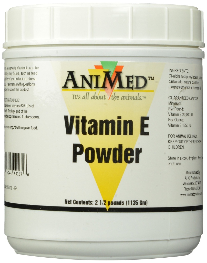 AniMed Vitamina E Powder Suplemento para caballos, 2,5 libras