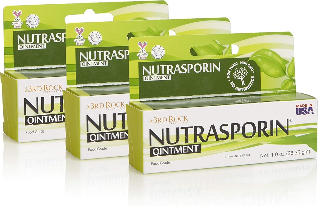 3rd Rock Essentials ← Nutrasporin Silver Ointment ← Non Toxic Petroleum Free Non Antibiotic First Aid Ointment ← All Natural Personal Care (1.0 oz ← 3 Pack)