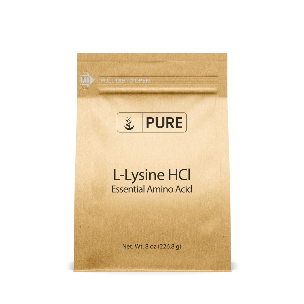 Ingredientes originales puros L-Lysine HCl (8 oz) Alpha Amino Acid, Non-GMO, Gluten-Free