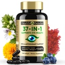 37 en 1 Vitaminas Ojo con Lutein y Zeaxanthin Suplemento - Suplemento Ojo con CoQ10, Omega-3, Minerals Eye Health Support for Adults and Seniors, Daily Vision Suplemento, 120 Black Softgels