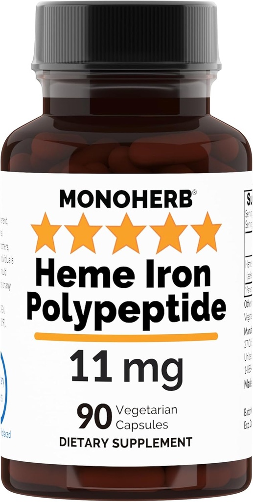 Heme Iron Polypeptide 11 mg - 90 cápsulas vegetarianas - Iron Suplemento Complejo