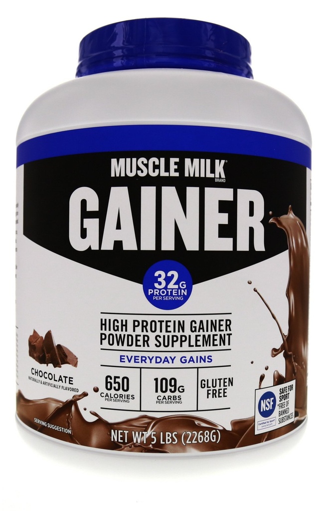 Muscle Milk Gainer Protein Powder, Chocolate, 32g Proteína, 5 libras