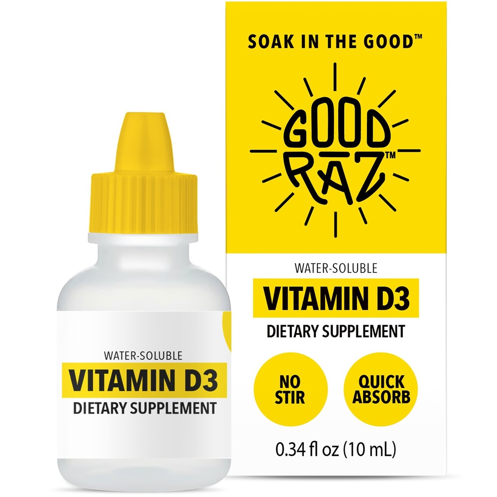 Vitamina D3 Caídas para Adultos Suministro de 4 meses – Vitamina Líquida Soluble D, No GMO, Suplemento Kosher – Fácil de Absorb, No Stir, Líquido D3 sin sabor para Alimentos o Bebidas