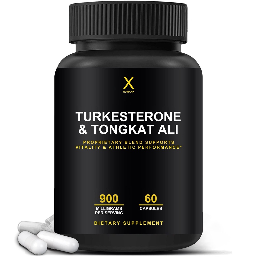 HUMANX Turkesterone &amp; Tongkat Ali 900mg - Apoyos Energía, resistencia y crecimiento muscular - Suplemento Turkesterone - Suplemento de Tongkat Ali - Extracto largo de Jack (Eurycoma Longifolia)