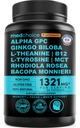 12-en-1 Suplemento Nootropic Brain con Anhydrous Caffeine: Ginkgo Biloba para soporte cerebral, memoria y foco - B12, Alpha GPC, L Theanine y Choline Suplementos con Bioperina con 1321mg (60ct)
