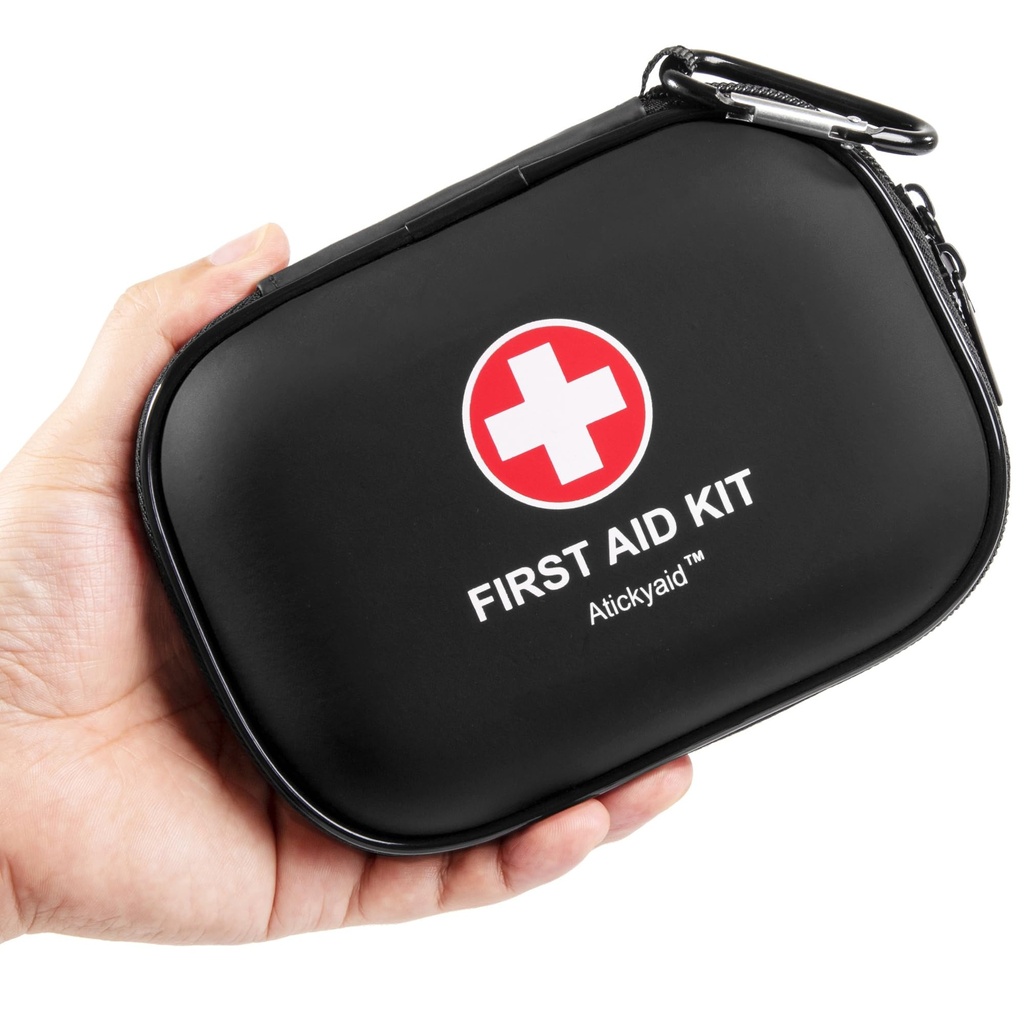 Mini First Aid Kit - 120 Piece Small Waterproof Hard Shell Medical Kit