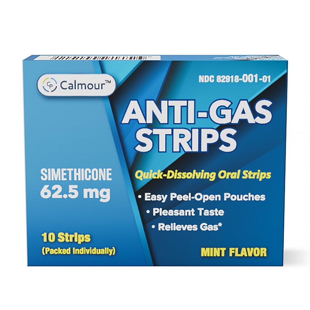 Anti Gas Relief 10 Strips ← Mint Flavor Oral Dissolvable Anti Bloating Relief Strips