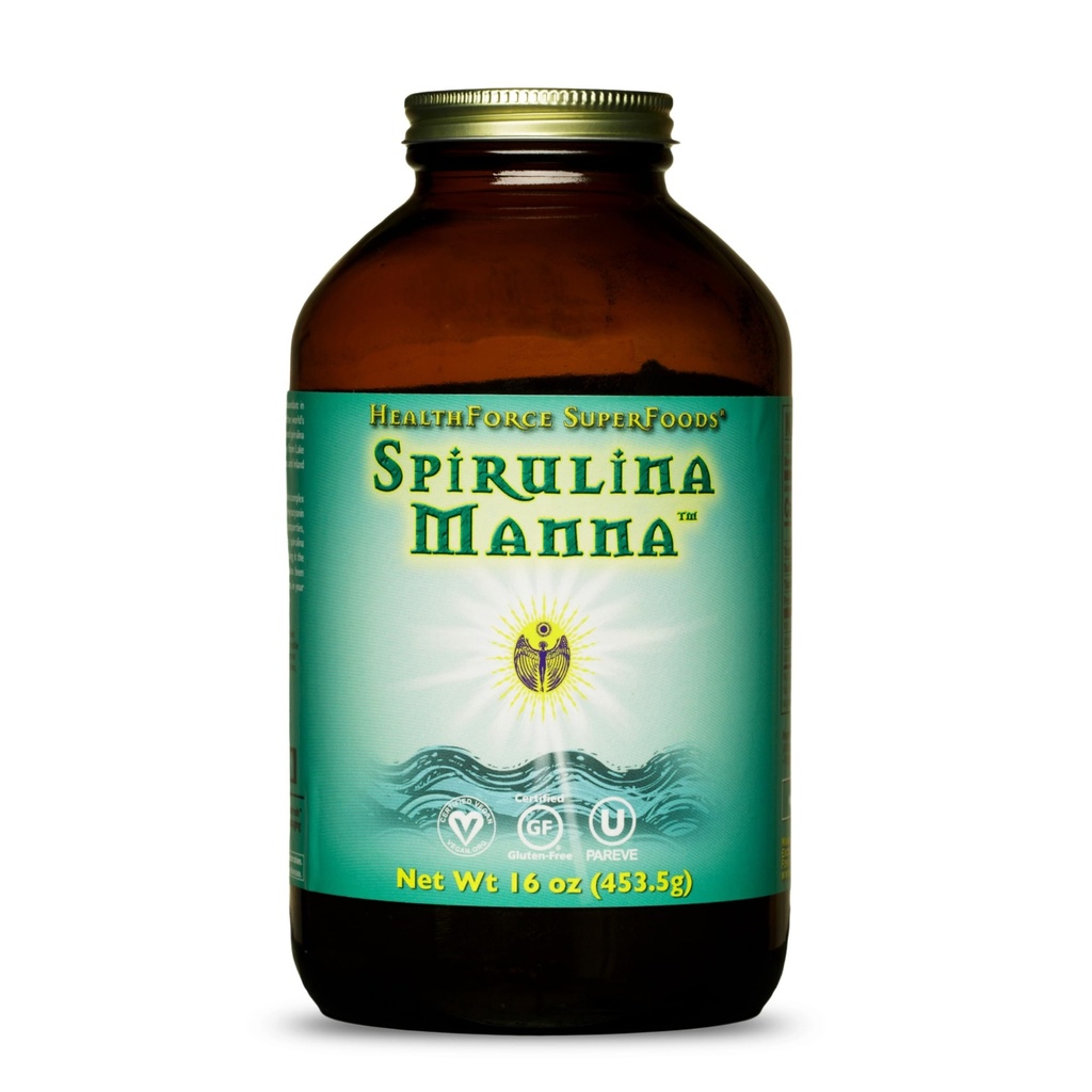 HealthForce SuperFoods Spirulina Manna, All-Natural Nutrient-Rich Superfood, Vitamins, Minerals, Amino Acids, Organic, Vegan, Gluten-Free, Non-GMO, 16 Ounces Powder