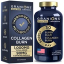 Granions Thermogenic Hydrolyzed Collagen Burn - Hialuronic Acid, Vitamina C - Cellulite Defense and Dermal Repair Multi Collagen Peptides Capsules for Women and Men - 90 Pills