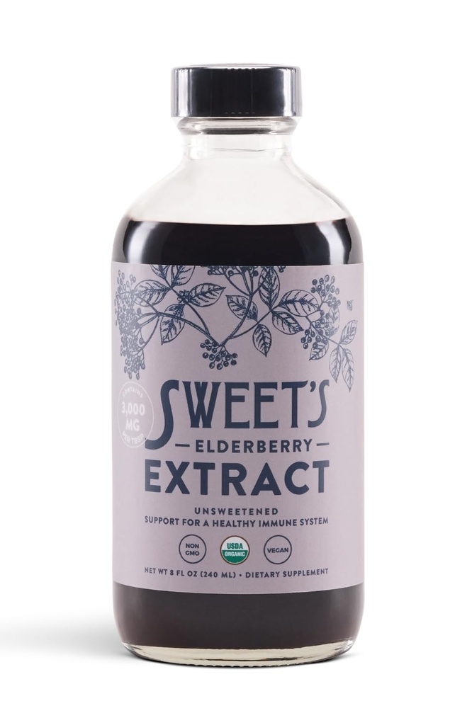 Orgánica Elderberry Extract ← Elderberry Unsweetened Elderberry Immune Support Silencio Vegan Silencio Keto y Diabético Amistad Silencio 8 fl oz Bottle ← Alcohol-Free
