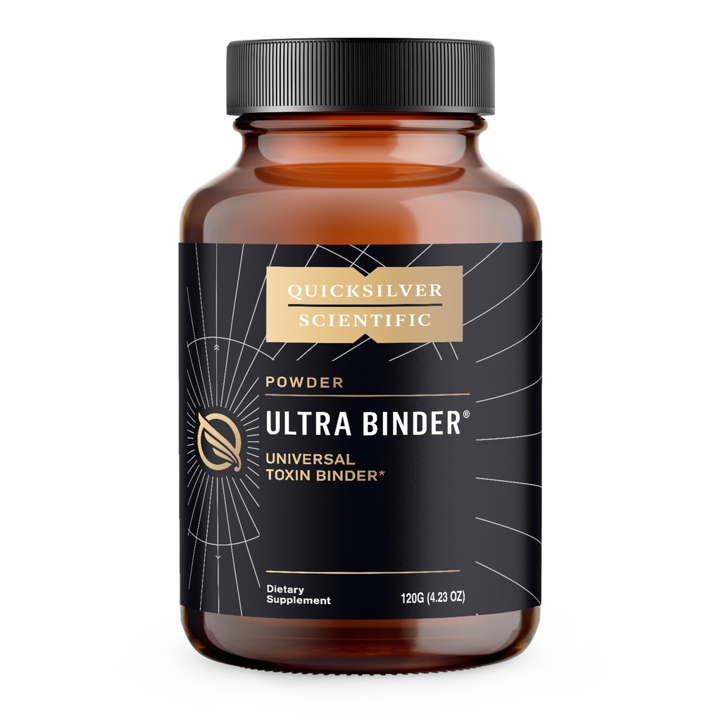 Quicksilver Scientific Ultra Binder Powder - Multi Toxin Binder with Bentonite Clay Powder, Zeolite Detox " Charcoal - Suplemento para Gut Support " The Body's Toxin Removal Process (120g)
