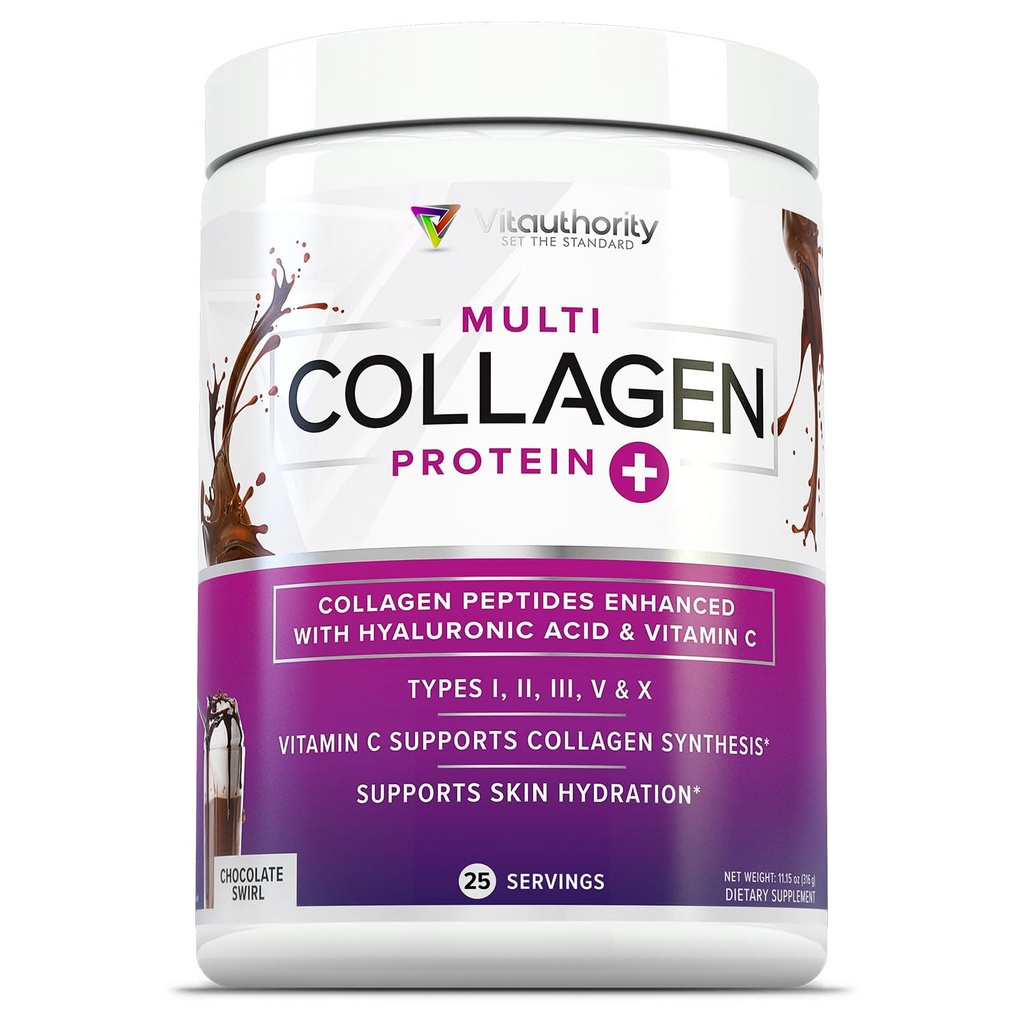 Multi Collagen Peptides Powder for Women - Hidrolyzed Chocolate Collagen Powder for Women with Types I II III V & X Vitamin C & Hyaluronic Acid for Hair Skin and Nails (Chocolate) - 30 Servings