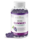 Gummies de hierro con vitamina C para adultos &amp; niños - suplemento de hierro rojizo para anemia por deficiencia de hierro, apoyo a células rojas de sangre, energía, función inmune, salud cerebral, absorción máxima, sabor de uva vegano