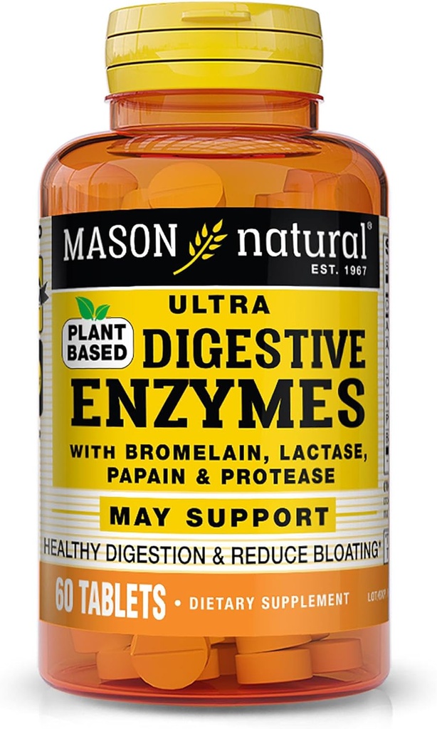 Enzymes Ultra Digestivos de base vegetal, con Bromelain, Lactase & Papain, soporta la digestión " Alivio de Bloating, 60 cápsulas, Pack de 3