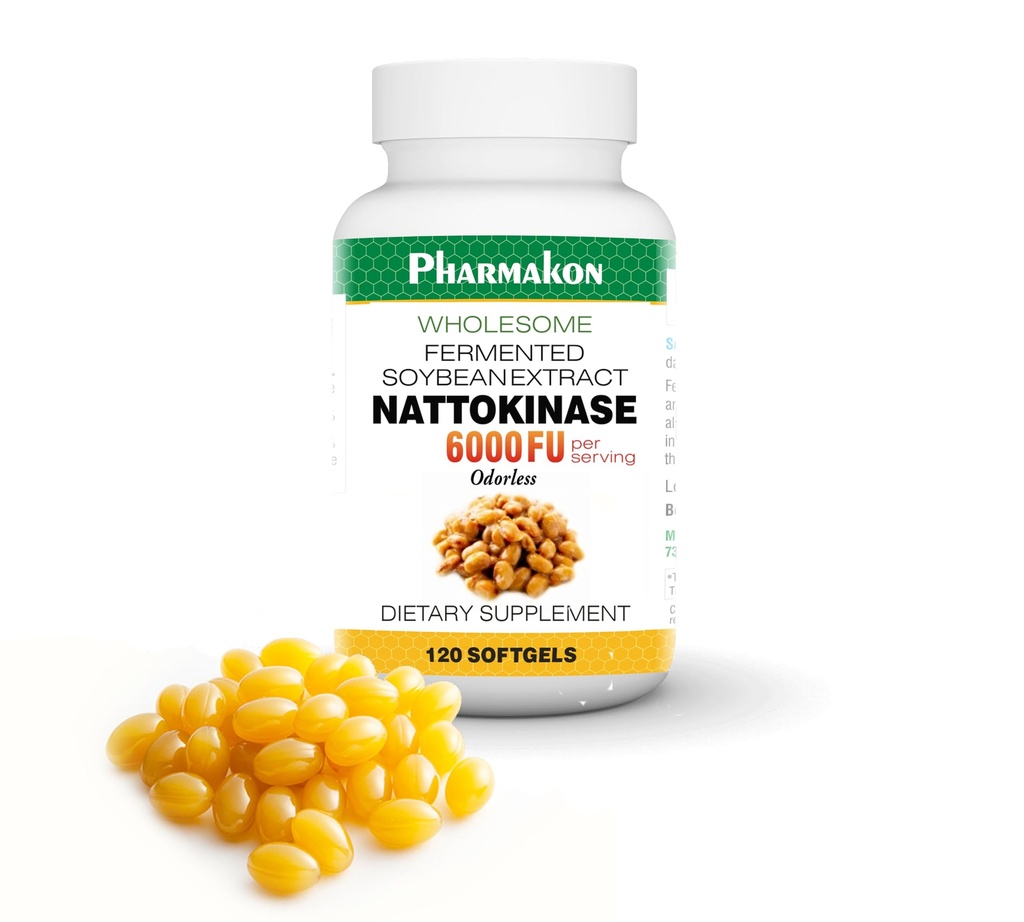 PHARMAKON Natural Nattokinase Extracto de Soya fermentada orgánica, 6000 FUs por Serving