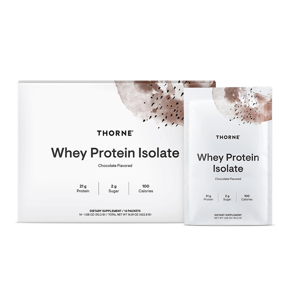THORNE - Whey Protein Isolate - Balanced Amino Acids Profile with BCAAs - 21 Grams of Easy to Digest Whey Protein Powder - NSF Certified for Sport - Chocolate - Gluten &amp; Soy-Free - 14 Packets
