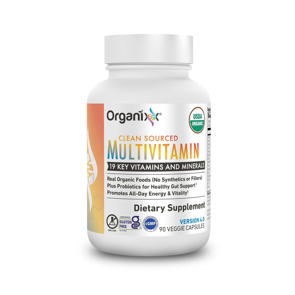 Organixx Vegan Multivitamin for Women ' Men, with Vitamin C, D3, Vitamin B Complex, Probiotics, Organic Fruits and Vegetables, Supports Digestive, Gut Health, Immune Support, 90 Gel Capsules
