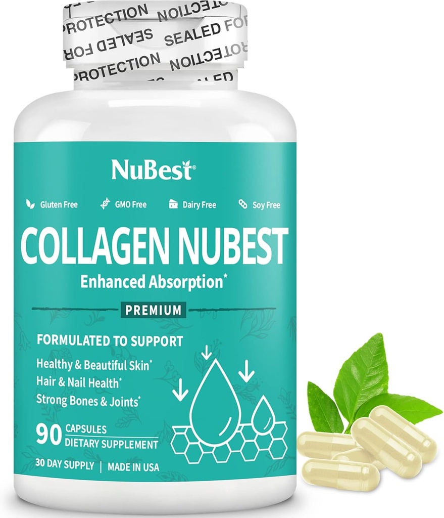 NuBest Collagen Super Collagen Peptides - Revitalizes Skin, Hair & Nails - Bone & Joint Strength - Beauty Collagen Formula for Men &amp; Women - 1,500 mg Por Serving  durable 90 Capsules