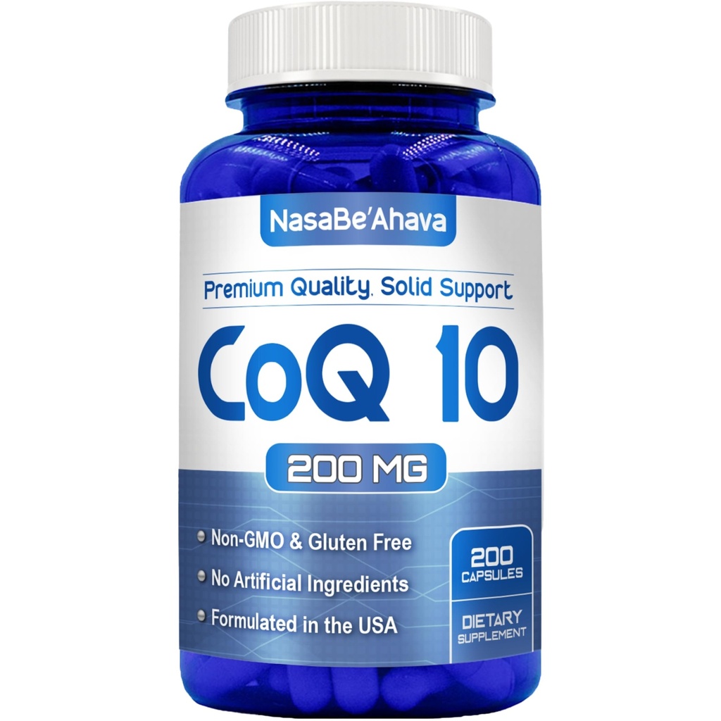 CoQ10 200mg Capsules ANTE Vegan Friendly Coenzyme Q10 200mg de Easy Absorption Ubiquinone Suplemento para Skin Heart and Energy Support ← Made in The USA in cGMP Facilities (200 Servings)