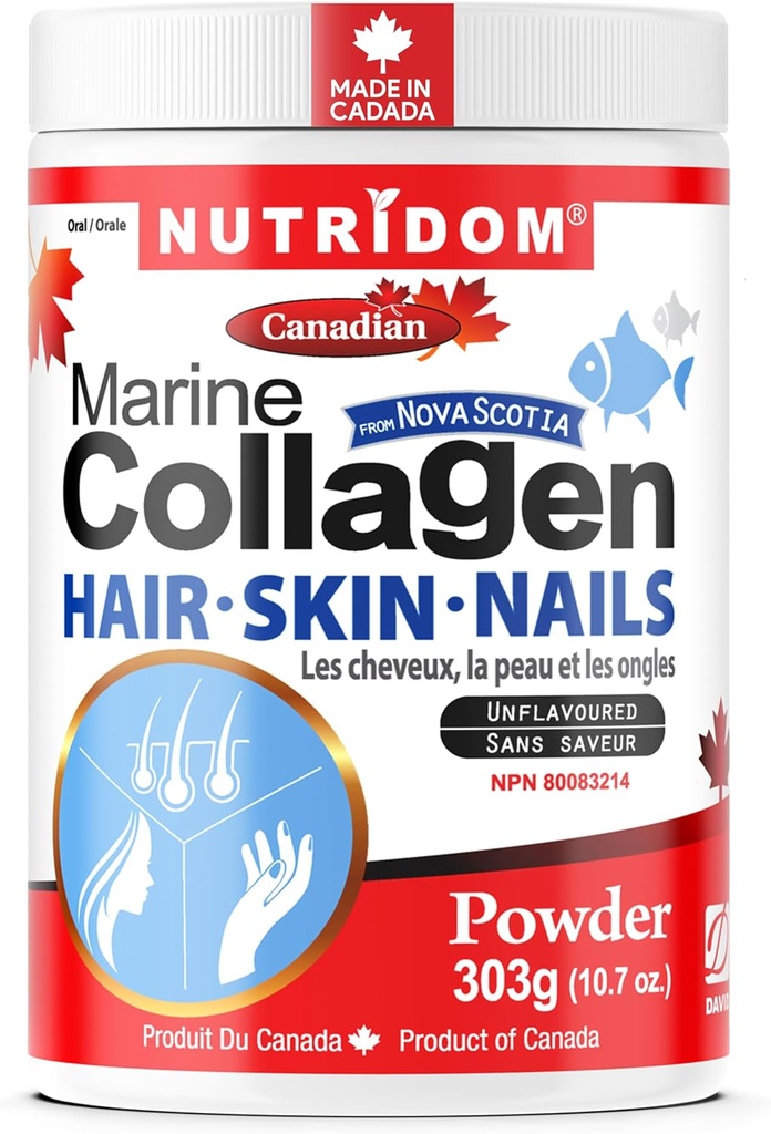 Nutrido Péptidos de Collagen Marino Hidrolyzed Polvo, Wild-Caught de Nova-Scotia, Soporta el cabello, Esquí &amp; uñas, No GMO, Libre de Gluten, Soy &amp; Dairy (303 g)