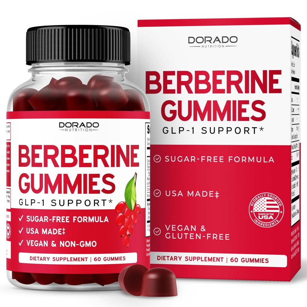 Berberine Gummies with Ceylon Cinnamon (1,200mg) Premium Sugar-Free Ceylon Cinnamon Suplemento para adultos - Terceros testados, No GMO &amp; Hecho en EE.UU. - 60 Con Chewable Gummies