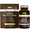 Vegan Vanilla Collagen Protein Powder & Vegan Omega-3 Bundle, Collagen Completa Boosting Fórmula " Alga Sostenible Oil 1340mg, por Igennus