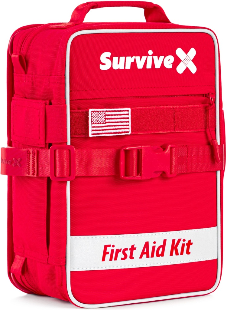 SurviveX Large First Aid Kit, Emergency Kit for 3-4 People