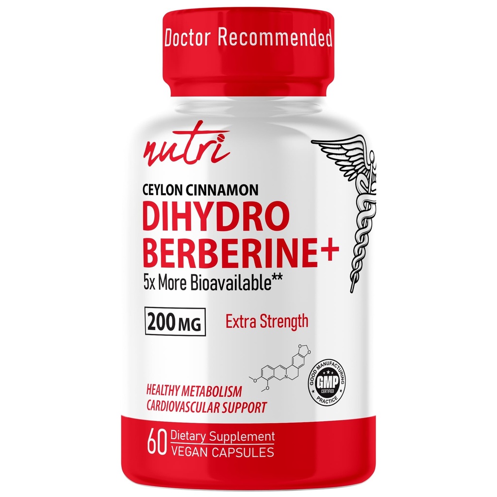 Fusiones de la naturaleza Suplemento de dihidroberina 200mg 60 cápsulas - con canela de Ceylán, 5X más eficaz que la berenberina regular HCL - Suplementos Nutri