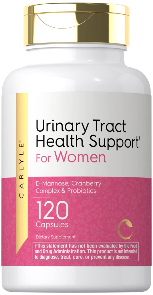 Carlyle Urinary Tract Health for Women ← 120 Capsules ← Alivio para las Mujeres Silencio con D-Mannose, Complejo de Arándano &amp; Probióticos