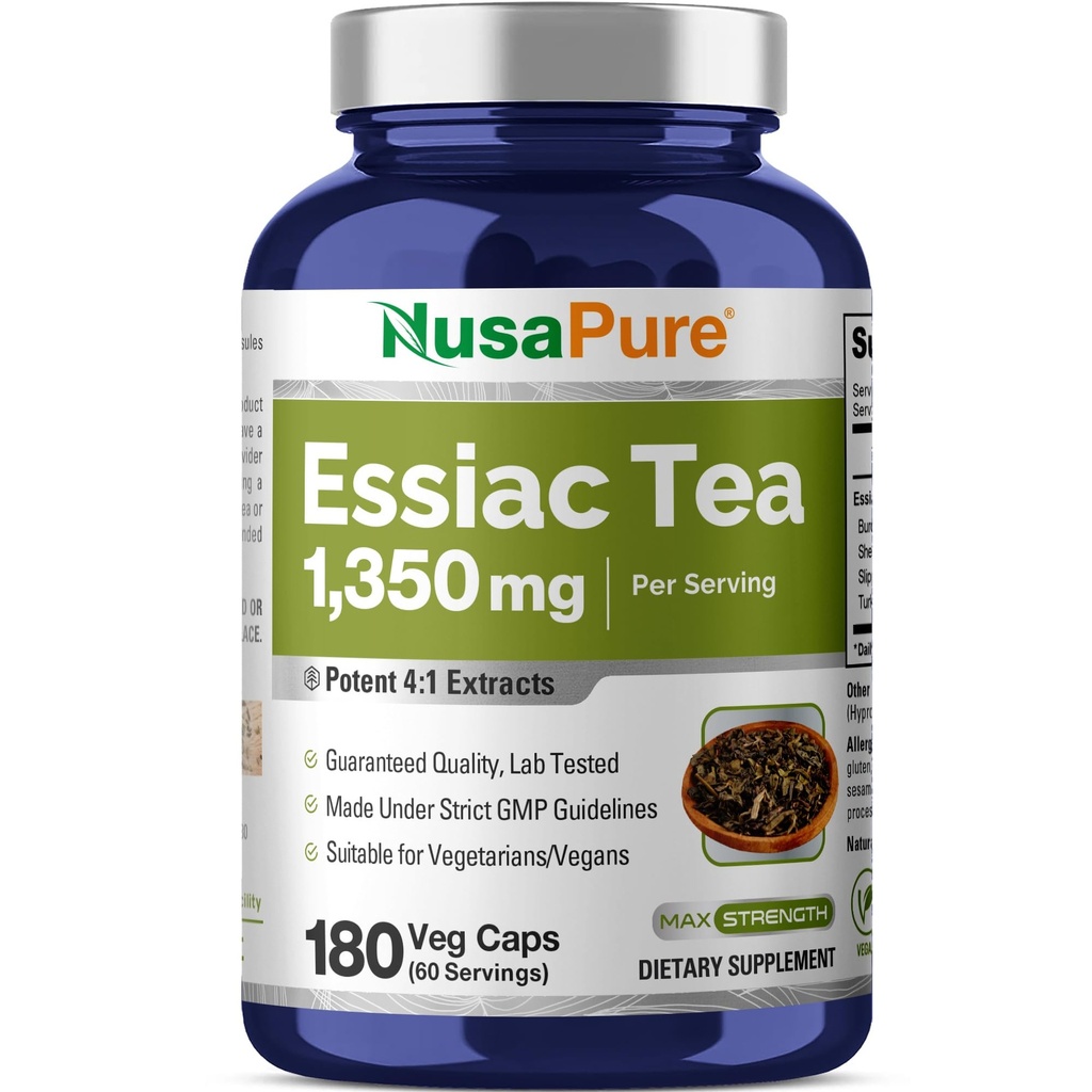 NusaPure Essiac Tea 1350 mg 180 Veggie Caps (Vegetariano, No GMO)