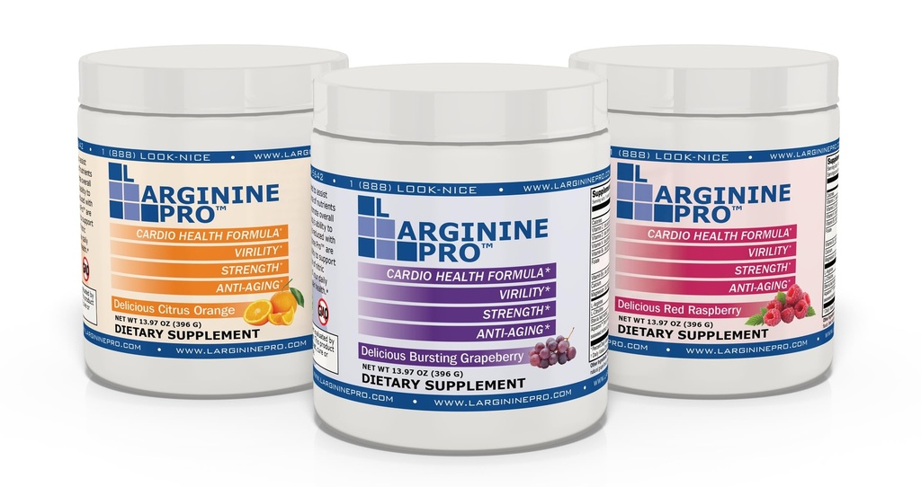 L-ARGININE PRO Ø 5.500mg L-Arginine Plus L-Citrulline 1.100mg Raspberry, Orange &amp; Grape Powder Drink Mix Suplemento para aumentar la producción de óxido nítrico
