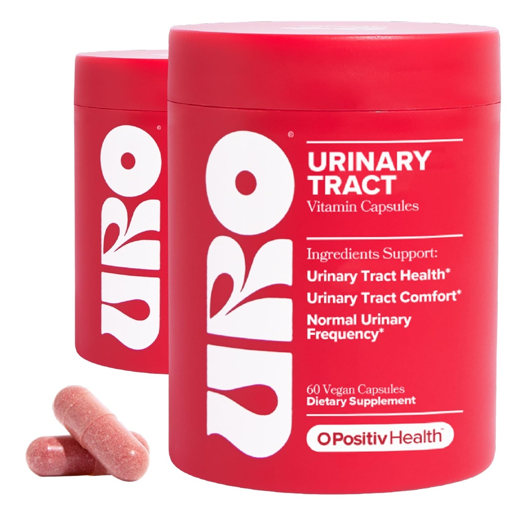 O Positiv URO URO Urinary Tract Health Supplement for Women, 60 Count (Pack of 2) - Apoyo urinario Vitaminas con Pacran Extracto completo de arándanos, D-Mannose, &amp; Vitamina C - Vegan &amp; Gluten-Free