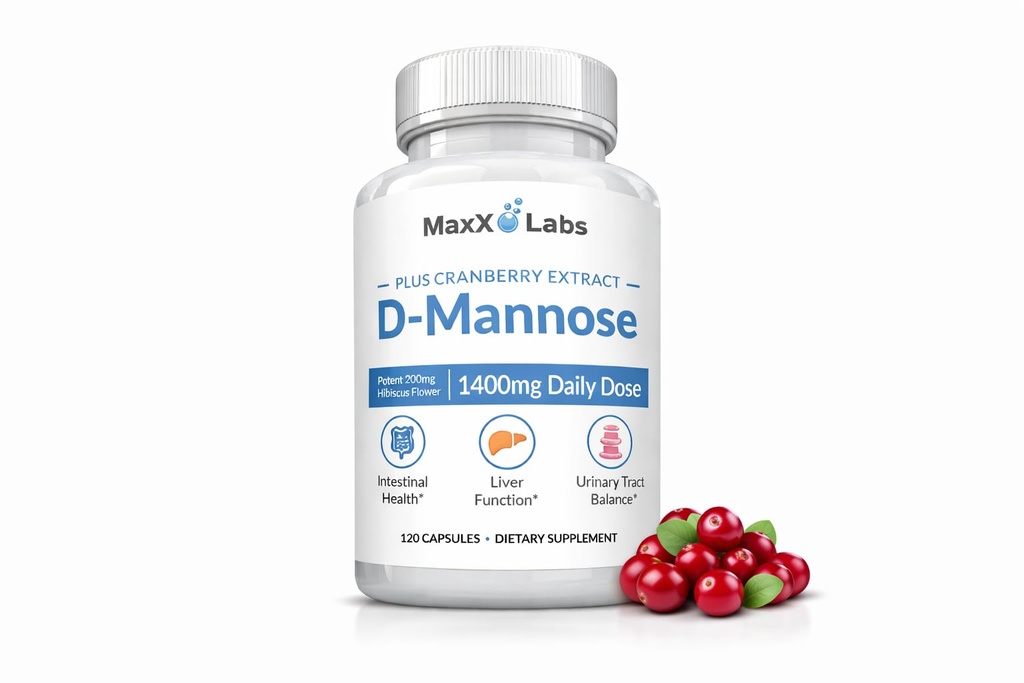 D Mannose Capsules - Fast Acting 1400 MG Extra Strength DMannose Capsule for Bladder Health with Potent Cranberry Extract " Hibiscus Flower Supports UTI Relief Supplement - 120 Ct
